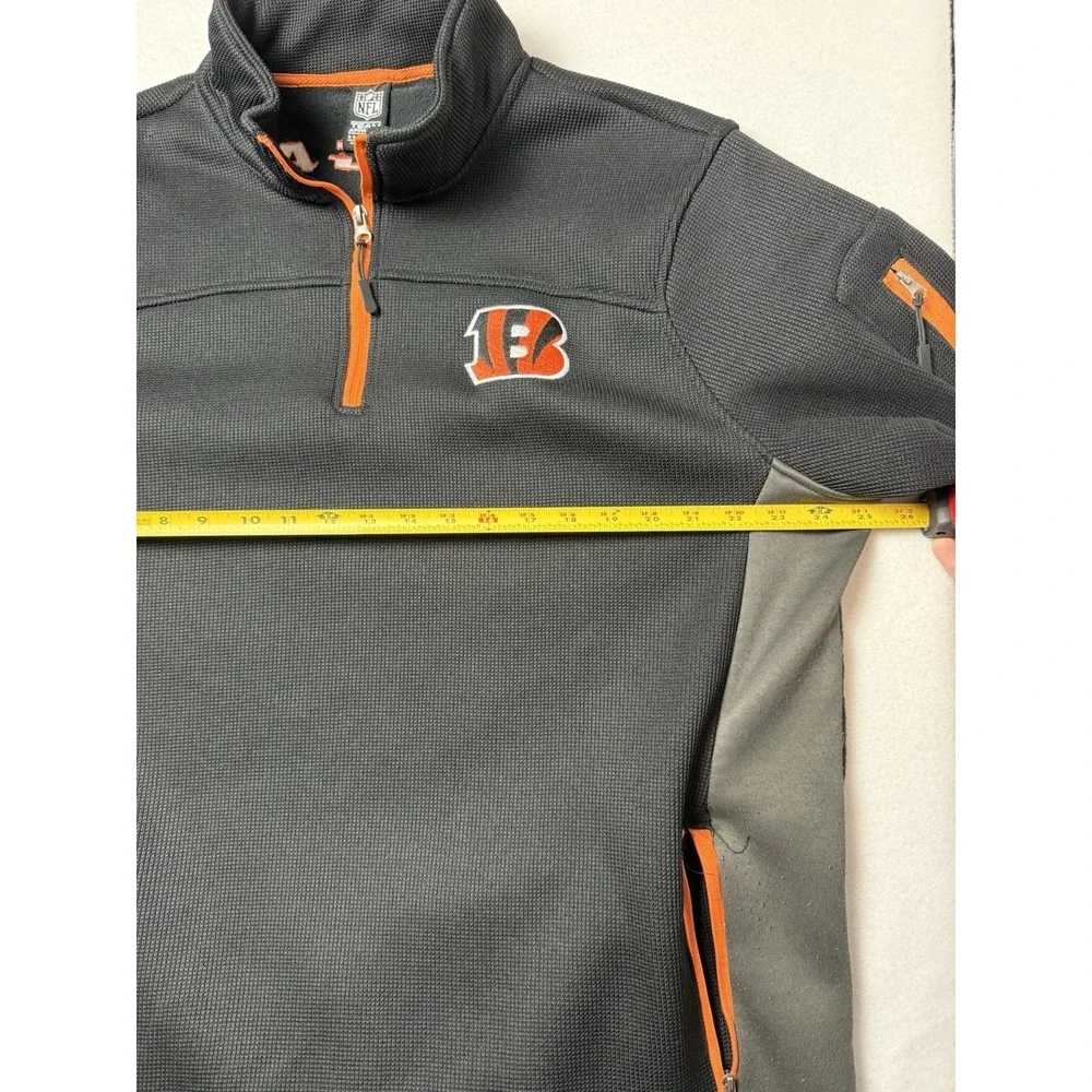 NFL Team Apparel Cincinnati Bengals Quarter Zip Pullover Gray Black Mens XL